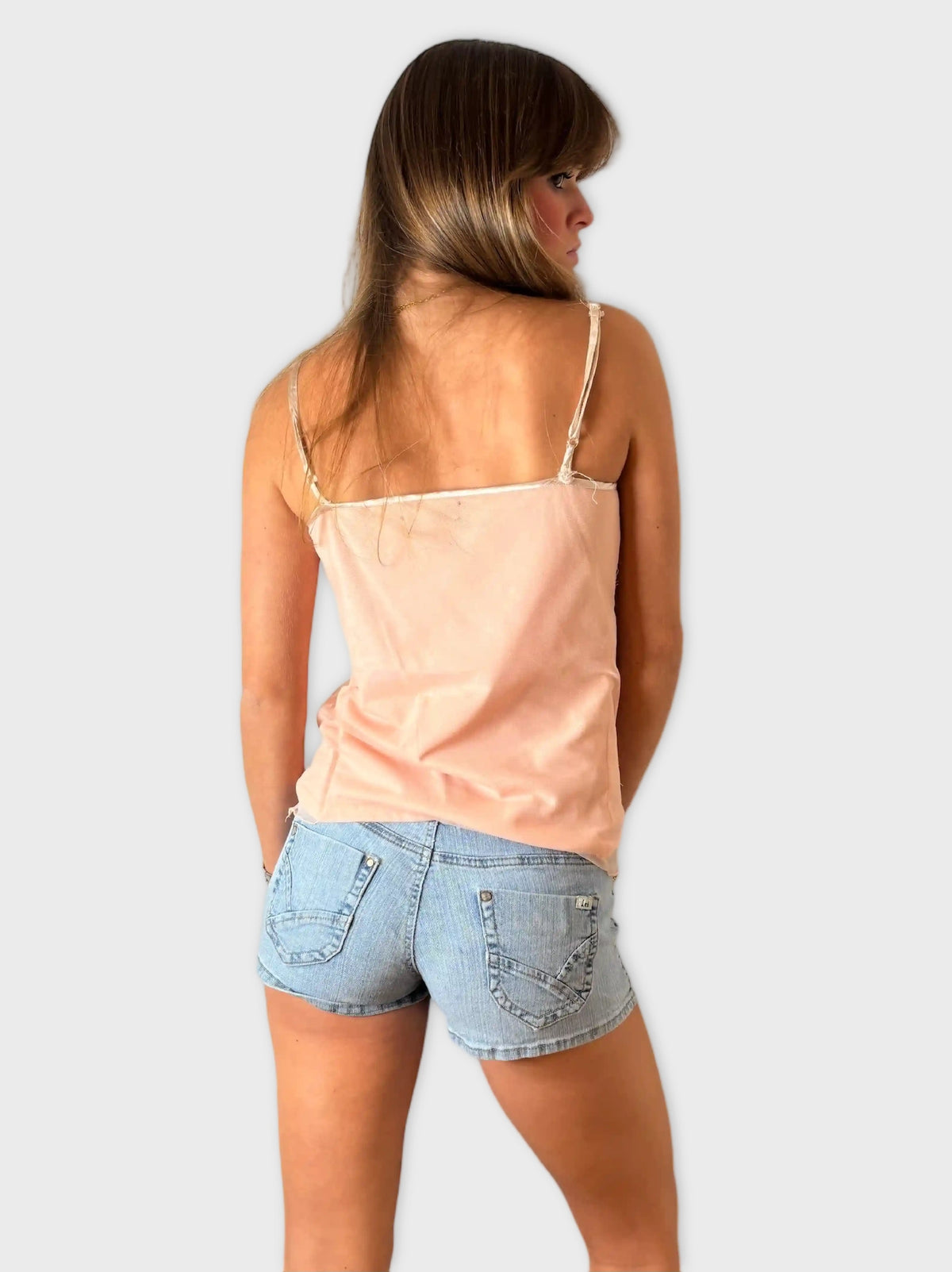 back view, Anne Klein LEI Light Wash Vintage Denim Hotpants, vintage Y2K second hand piece