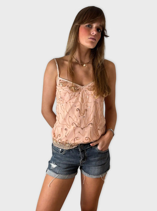 front view, Arya Dreams Blue Vintage Denim Hotpants, vintage Y2K second hand piece