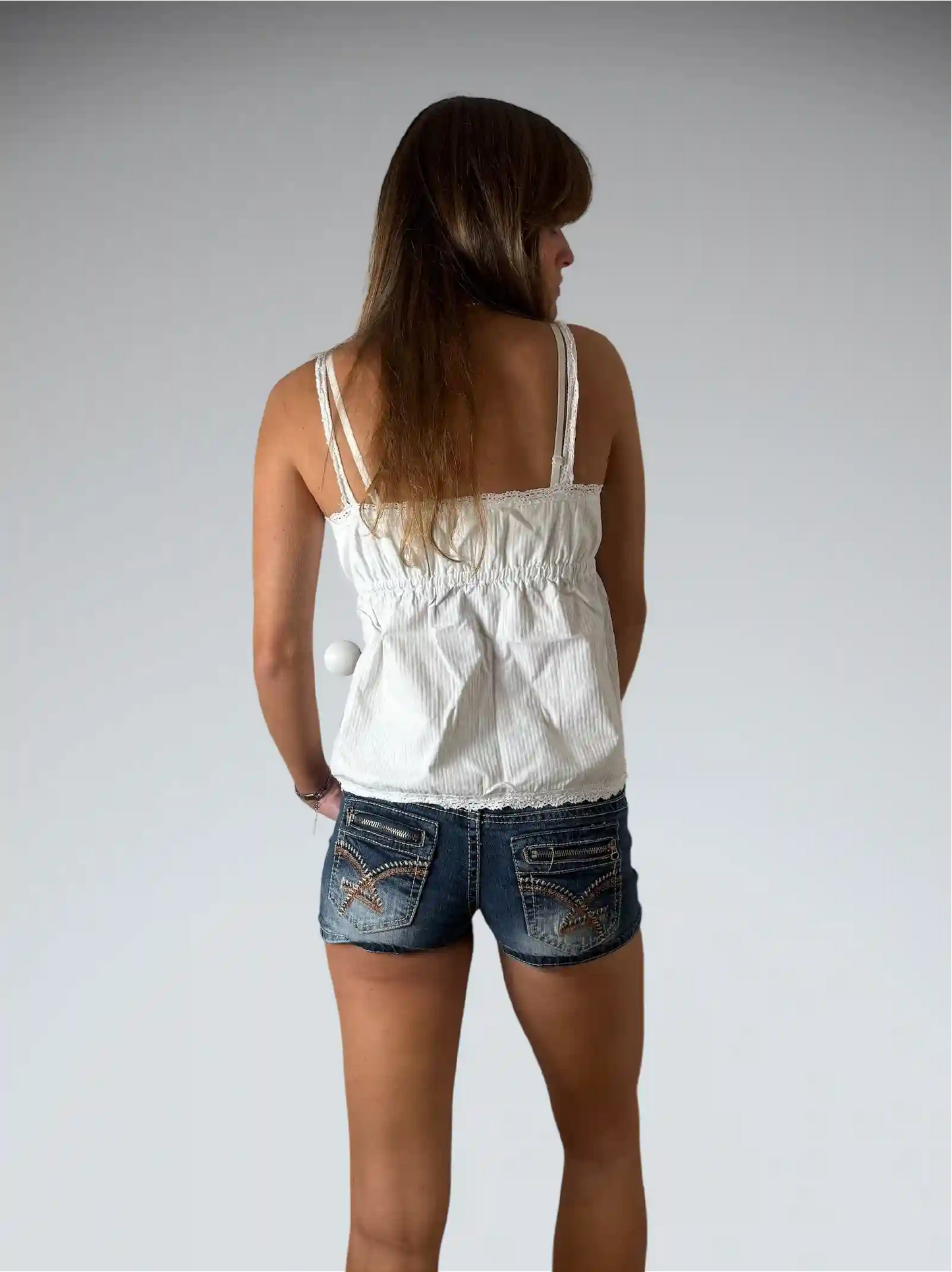 back view, Love Indigo Classic Blue Vintage Denim Hotpants, vintage Y2K second hand piece