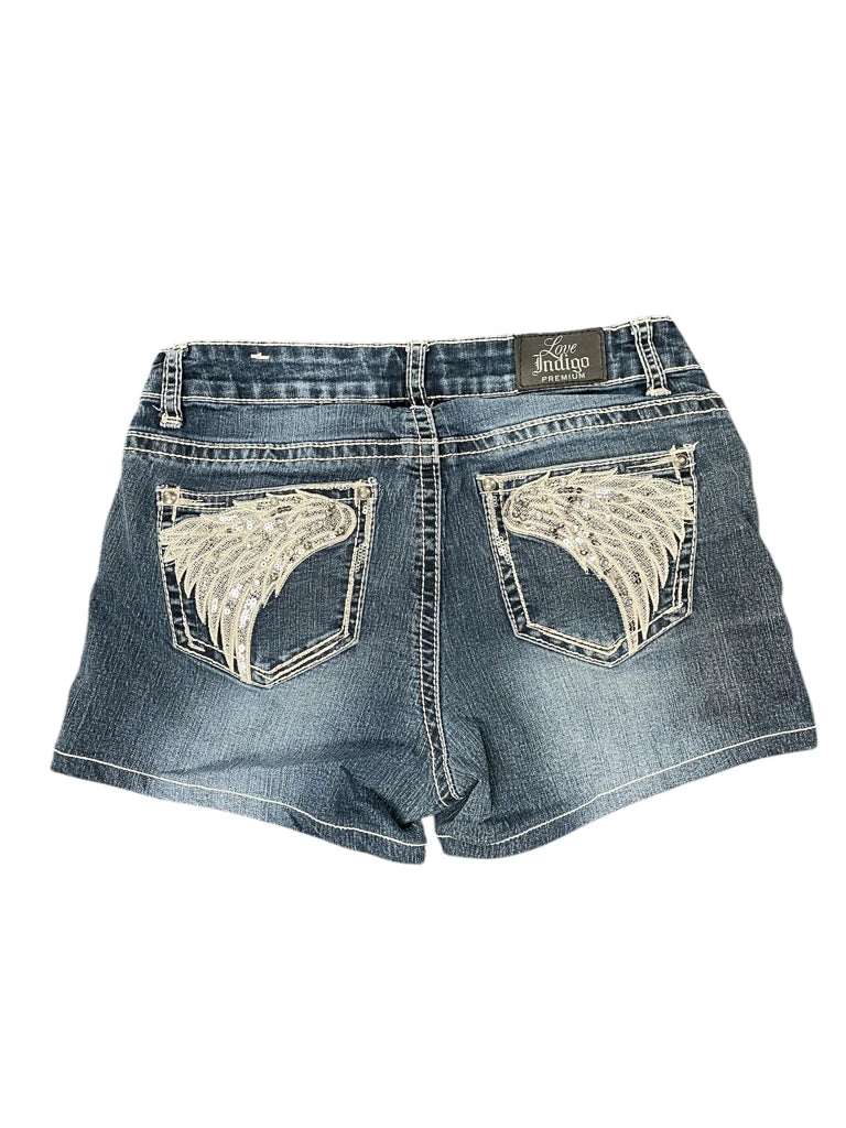 detail view, Love Indigo Classic Blue Vintage Denim Hotpants, vintage Y2K second hand piece, image 4