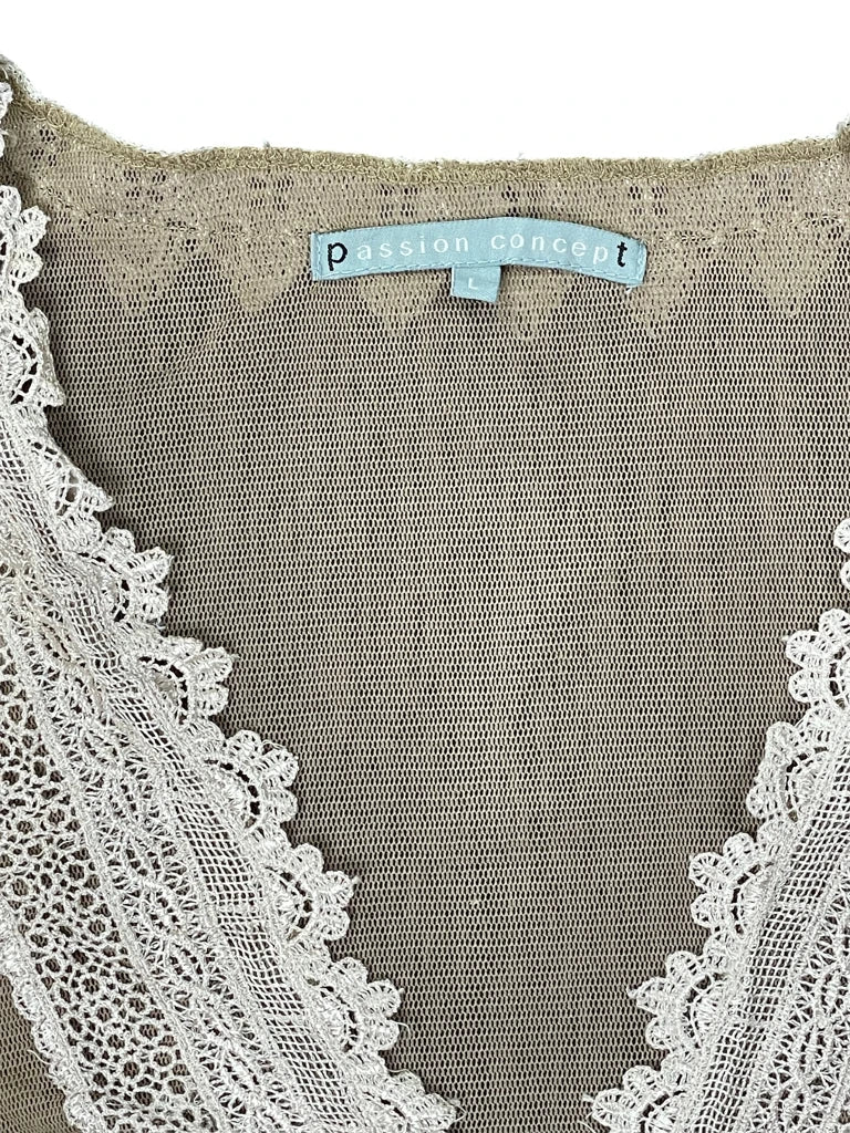 detail view, Passion Concept Beige Draped Dress Top, vintage Y2K second hand piece