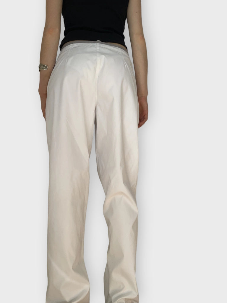 back view, Minimalist White Nylon Track Pants Grey Drawstring Nike Retro, vintage Y2K second hand piece