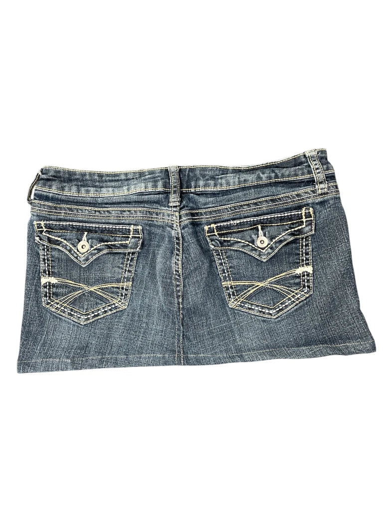 back view, Ana Classic Blue Vintage Denim Skirt, vintage Y2K second hand piece
