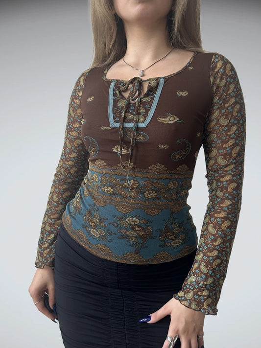 Y2K Brown Mesh Top (M)