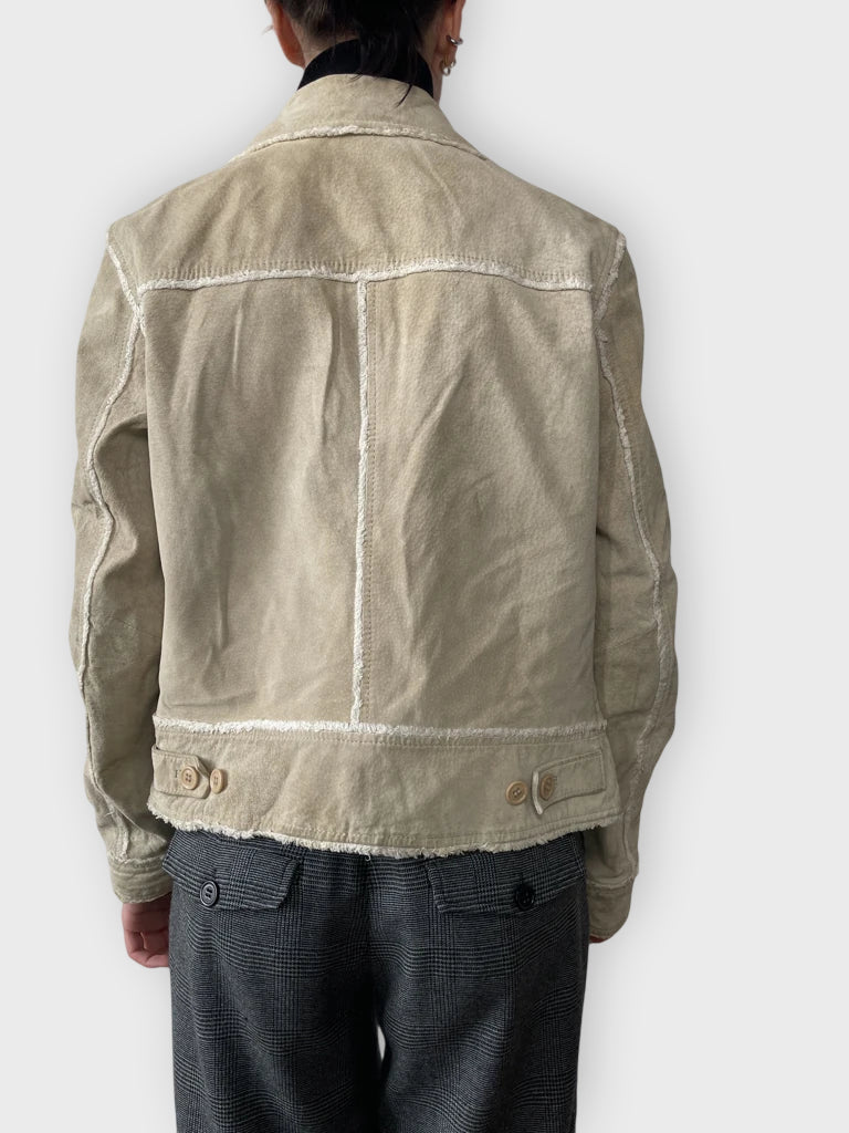 back view, Conbipel Beige Leather Jacket, vintage Y2K second hand piece