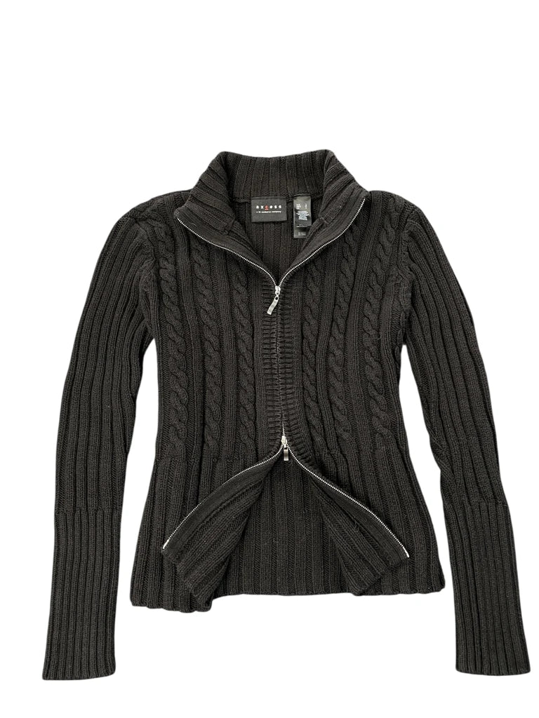 detail view, Black Axcess Zip Cardigan, vintage Y2K second hand piece, image 6