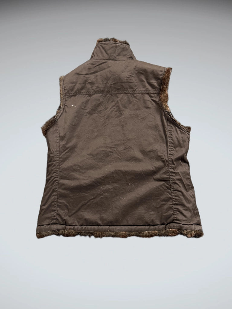 detail view, Vintage Brown 2 sided Faux Fur Vest Women, vintage Y2K second hand piece, image 7