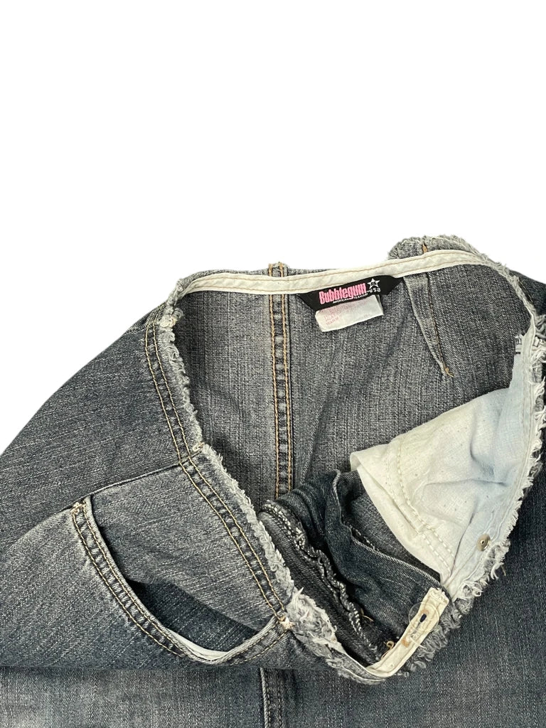detail view, Bubblegum Vintage Faded Denim Maxi Skirt, vintage Y2K second hand piece