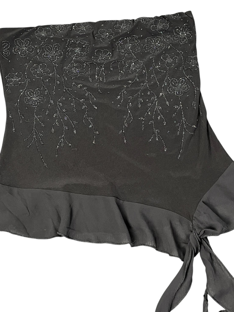 detail view, Blise )Black Blossom Embroidered Top (S, vintage Y2K second hand piece, image 4
