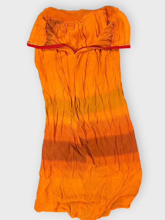 Orange high-waist polyester skirt (S)