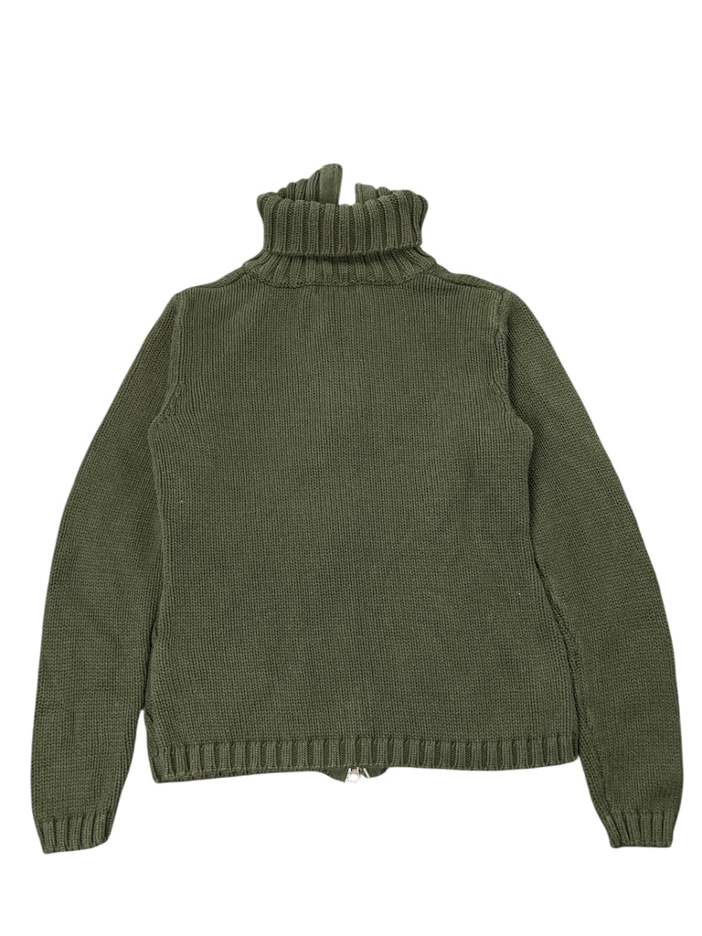 back view, Royal Robbins Olive Green Textured Zip Sweater, vintage Y2K second hand piece