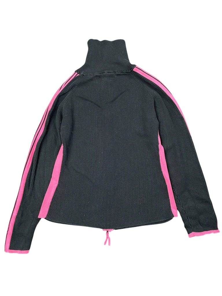 detail view, Jana Black and Pink Striped Turtle Neck Sweater, vintage Y2K second hand piece, image 4