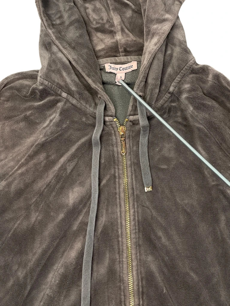 detail view, Juice Couture Khaki Velour Zip Hoodie, vintage Y2K second hand piece, image 4