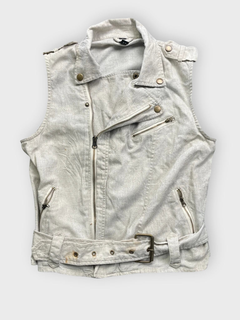 front view, Beige Button Vest Jacket, vintage Y2K second hand piece