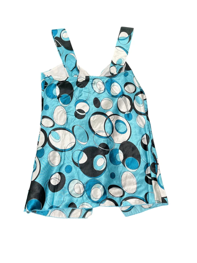 detail view, Maurices Light Blue Retro Circle Print Tunic Top, vintage Y2K second hand piece, image 4