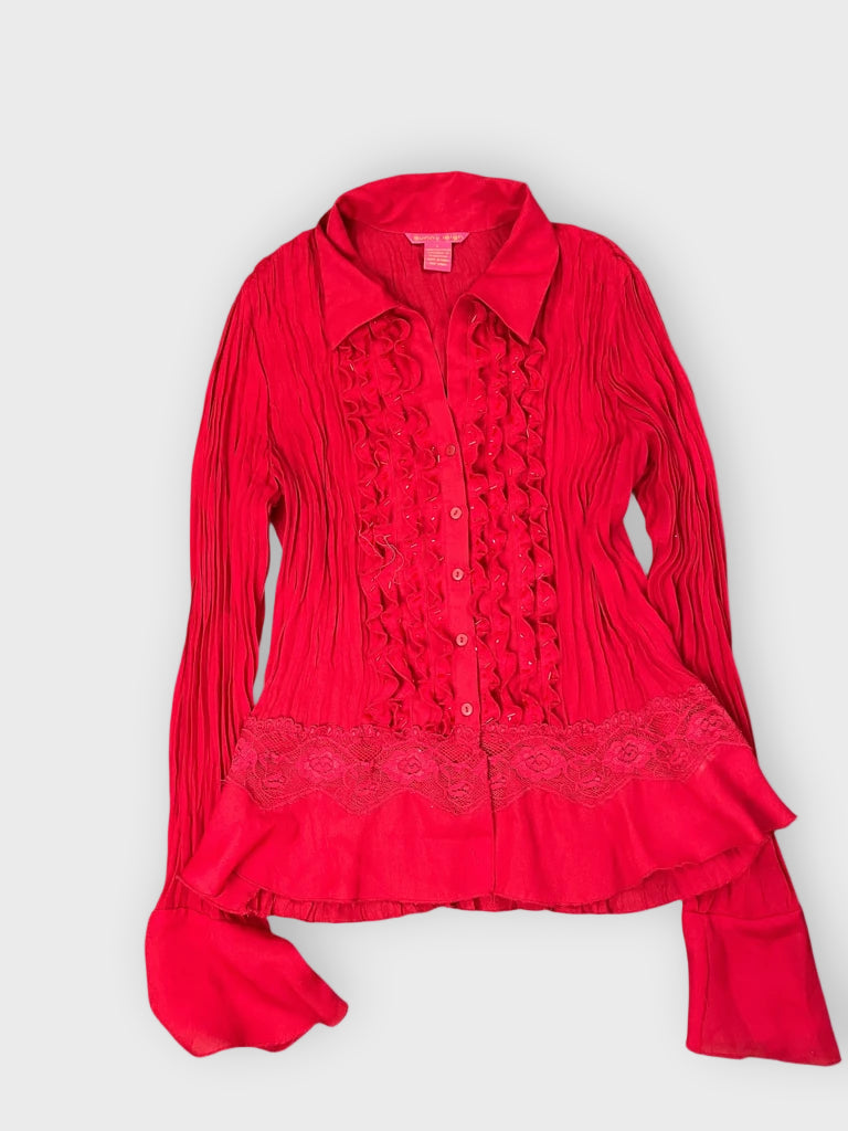 front view, Sunny Leigh Red Dress Top, vintage Y2K second hand piece