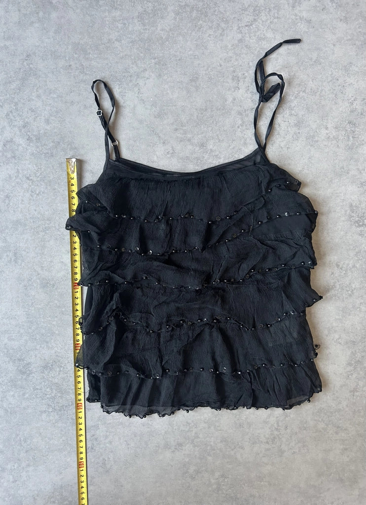 detail view, Phard Y2K Black Strappy Top, vintage Y2K second hand piece, image 9