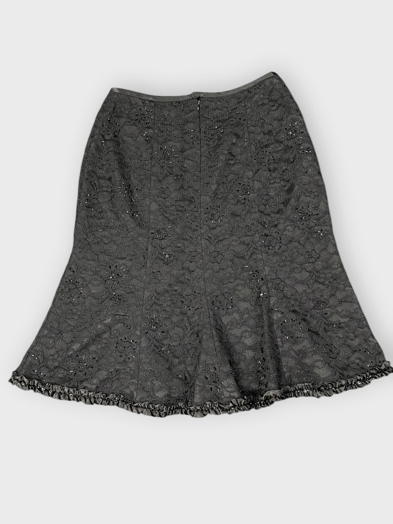back view, Sandsra Darren Sandra Darren Classic Black Ruffle Skirt, vintage Y2K second hand piece