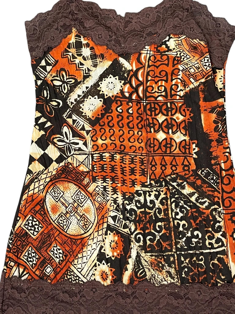 detail view, Sirens Siren Orange Alternative Pattern Top, vintage Y2K second hand piece, image 4