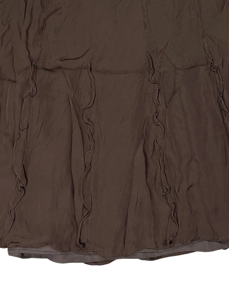 detail view, Ellen Tarcy Chocolate Silk Elegance Skirt, vintage Y2K second hand piece, image 4