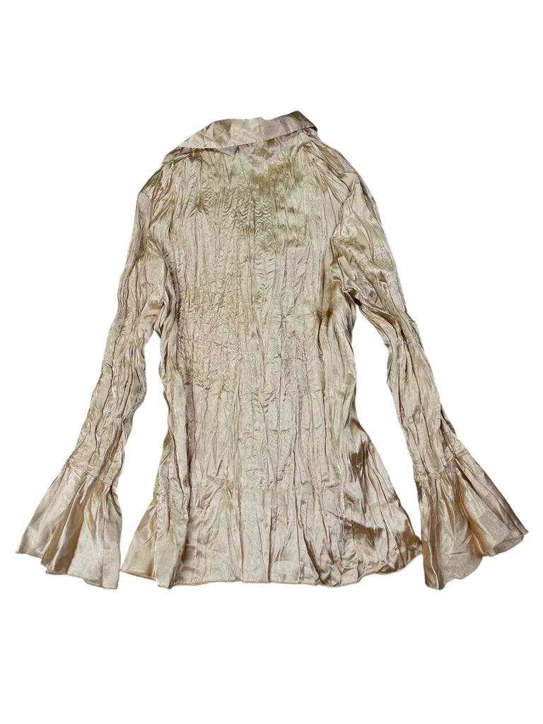 back view, MDS California golden long sleeve blouse, vintage Y2K second hand piece