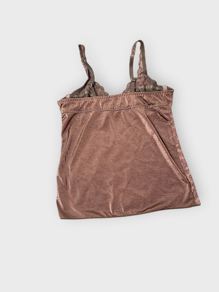 back view, Brown Floral Lace Camisole, vintage Y2K second hand piece