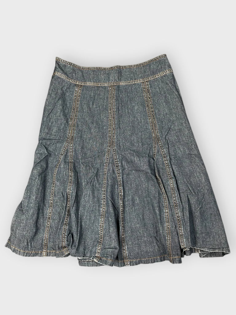 back view, Borden Flared Panel Denim Skirt, vintage Y2K second hand piece