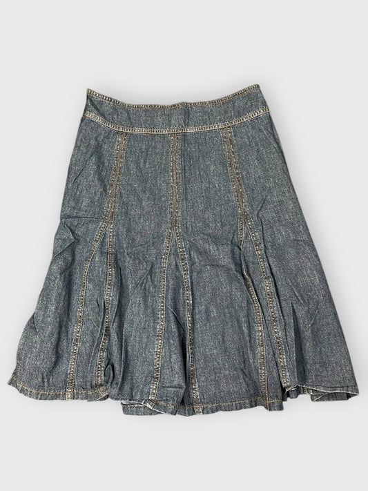 back view, Borden Flared Panel Denim Skirt, vintage Y2K second hand piece