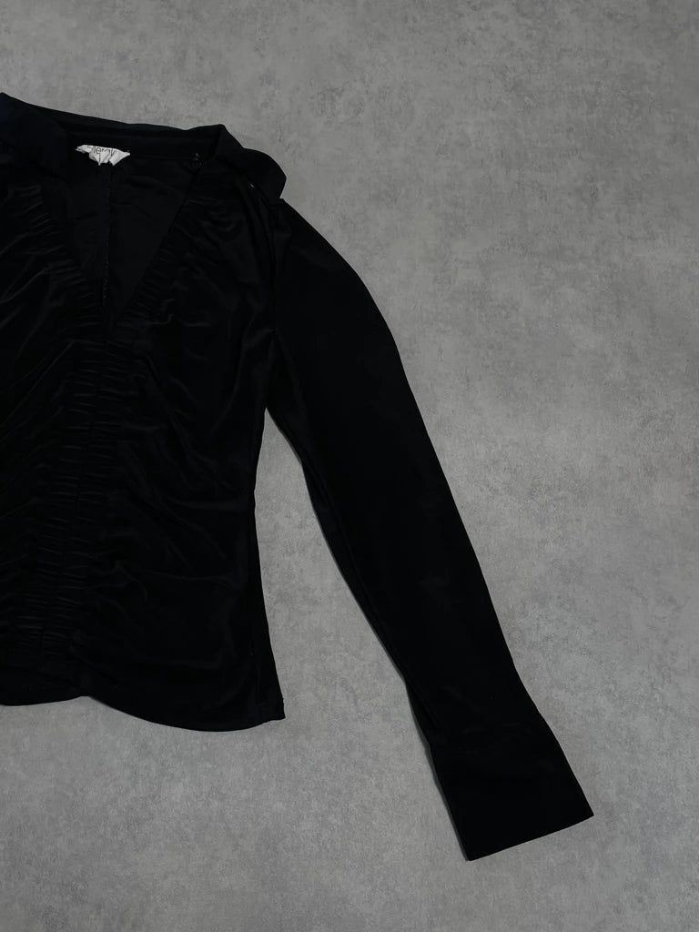 detail view, Meraki Black Blouse, vintage Y2K second hand piece, image 4