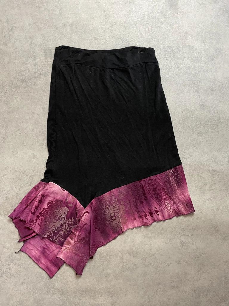 Y2K Sheer Mesh Paisley Print Top in Pink Brown Tones (S)