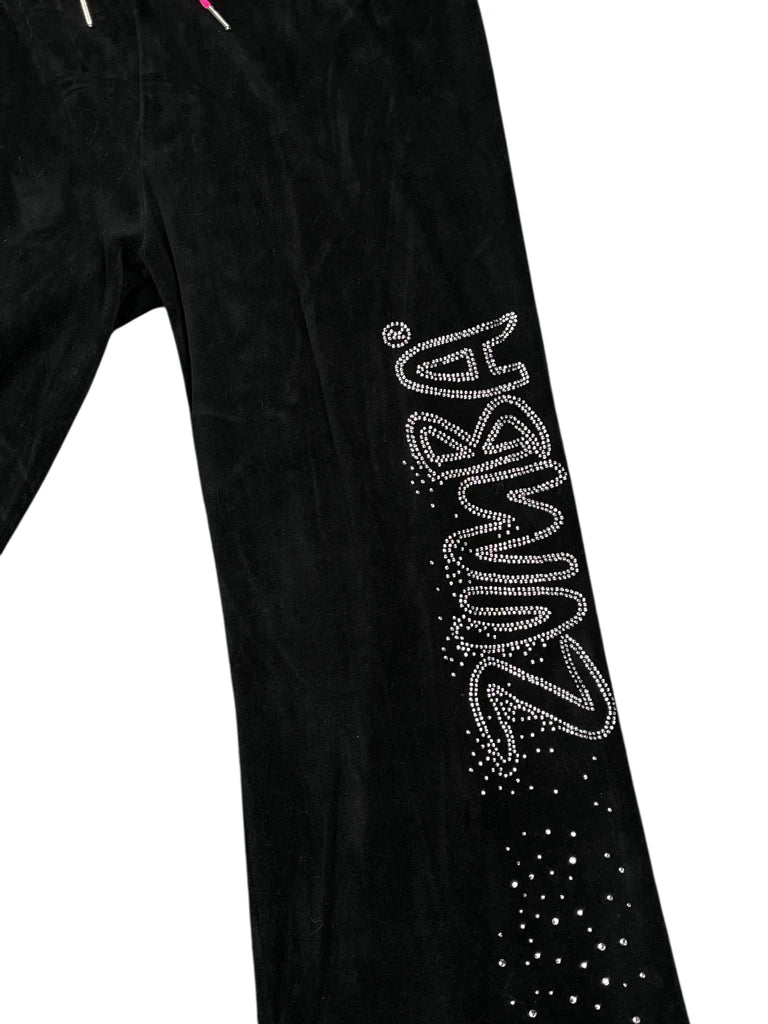 detail view, Zumba Black Rhinestone Pants, vintage Y2K second hand piece, image 4