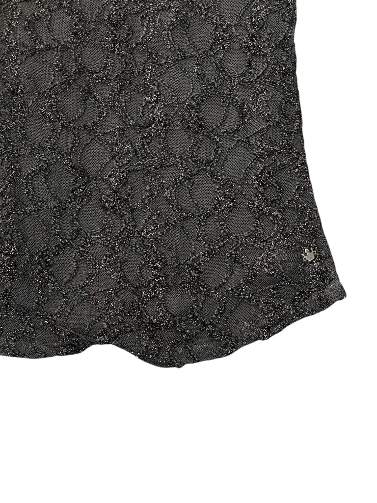 detail view, Black Lace Cutout Sleeve Evening Top, vintage Y2K second hand piece, image 4