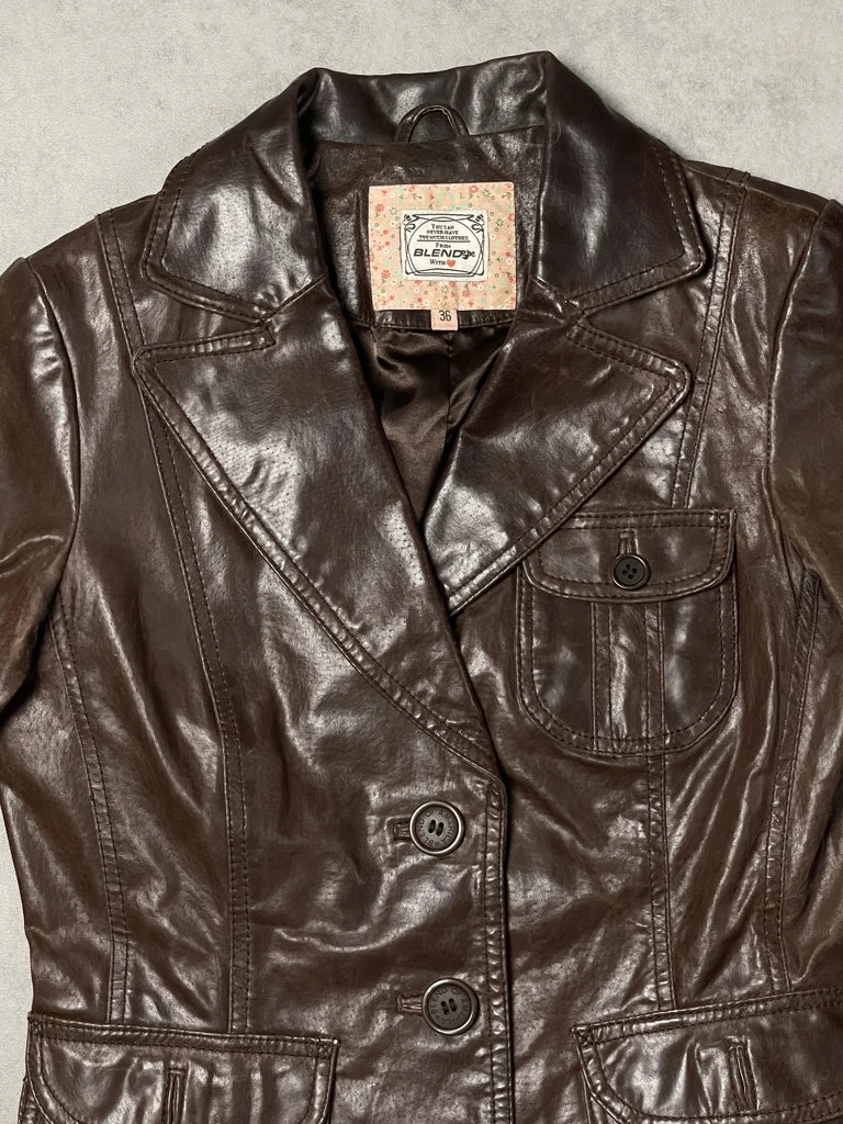detail view, Blends Leather Jacket, vintage Y2K second hand piece