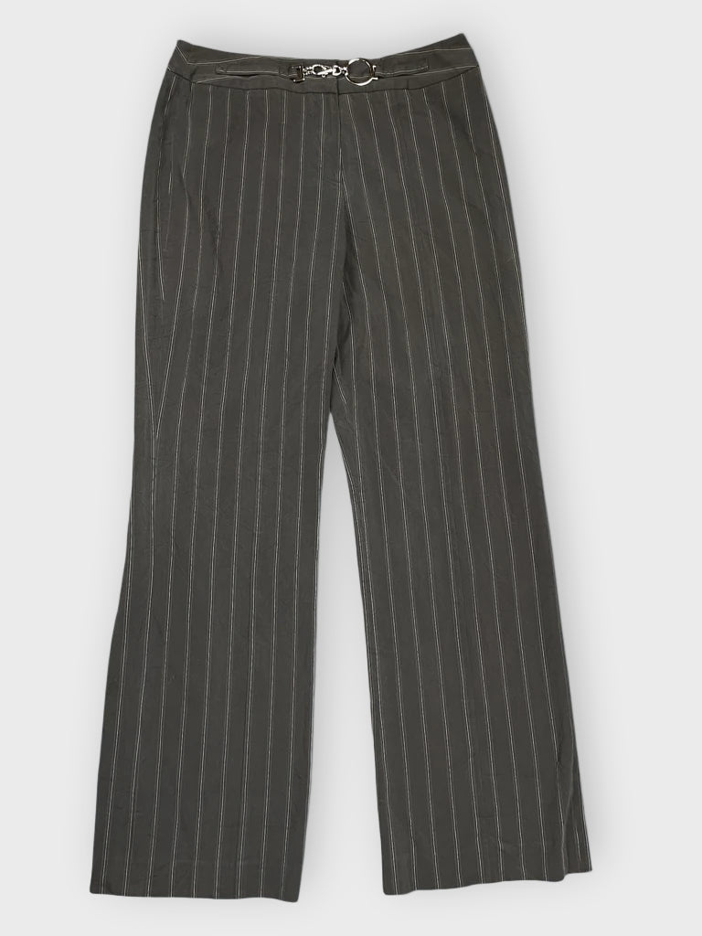 front view, Larry Levine Black Pinstripe Pants, vintage Y2K second hand piece
