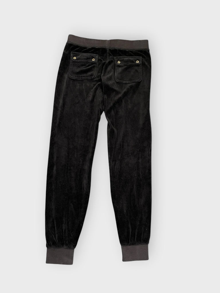 back view, Juicy Couture Black Velour Pants, vintage Y2K second hand piece