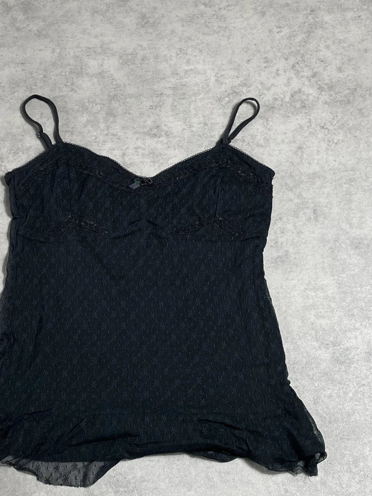 detail view, Express black top, vintage Y2K second hand piece, image 4
