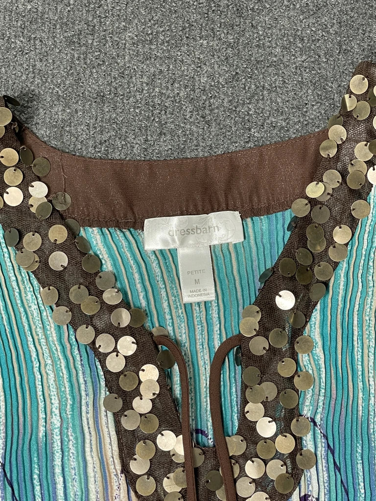 detail view, Dressbarn Ocean Wave Sequin Top, vintage Y2K second hand piece