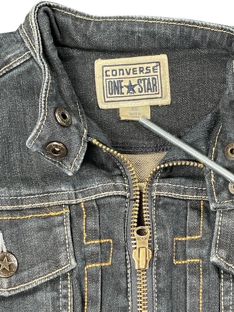 Converse Dark Wash Moto Denim Jacket (XS)