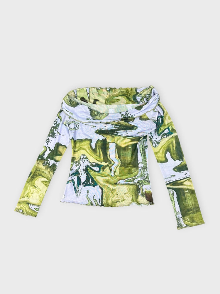 Abstract Print Long Sleeve Top (S)