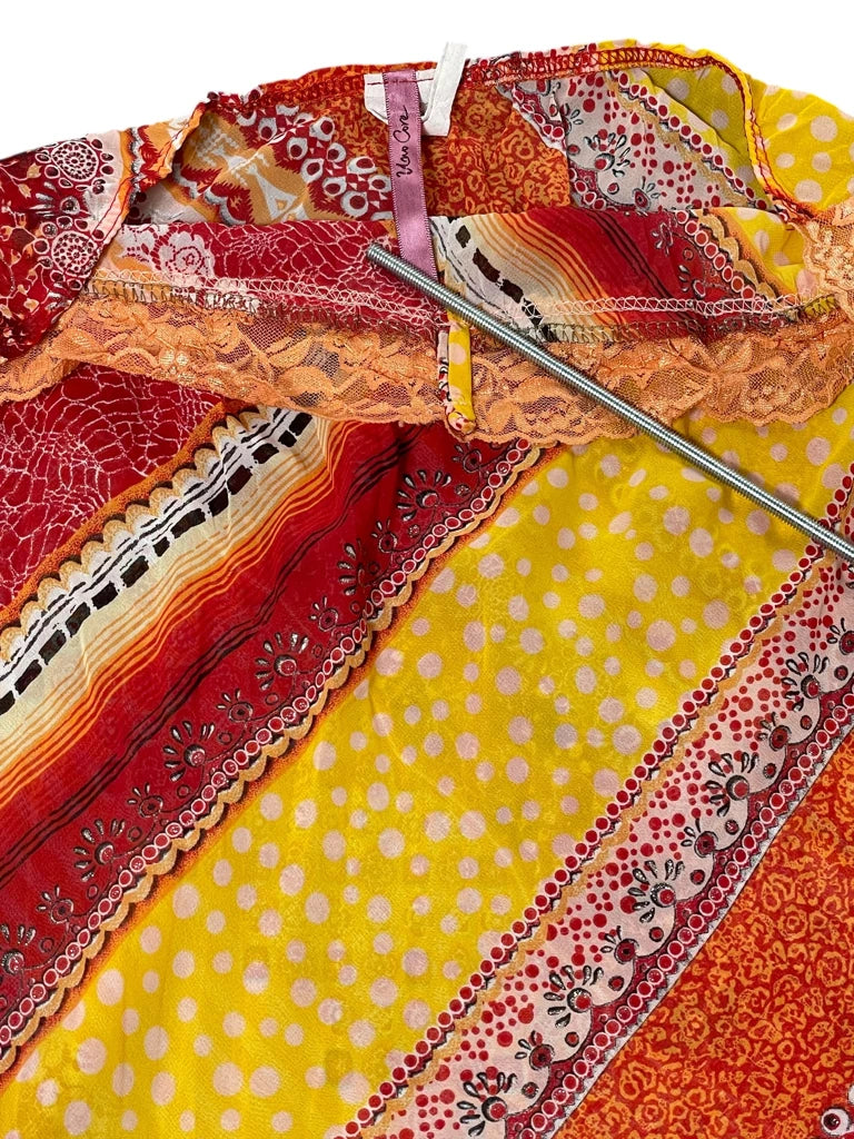 detail view, Uno Core Bright Boho Flower Scarf Top, vintage Y2K second hand piece, image 4