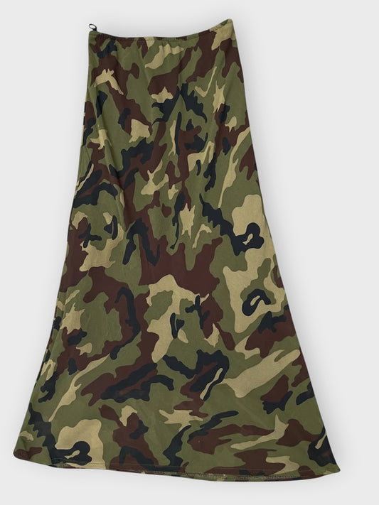 front view, Black military-inspired skirt by Forecast, vintage Y2K second hand piece