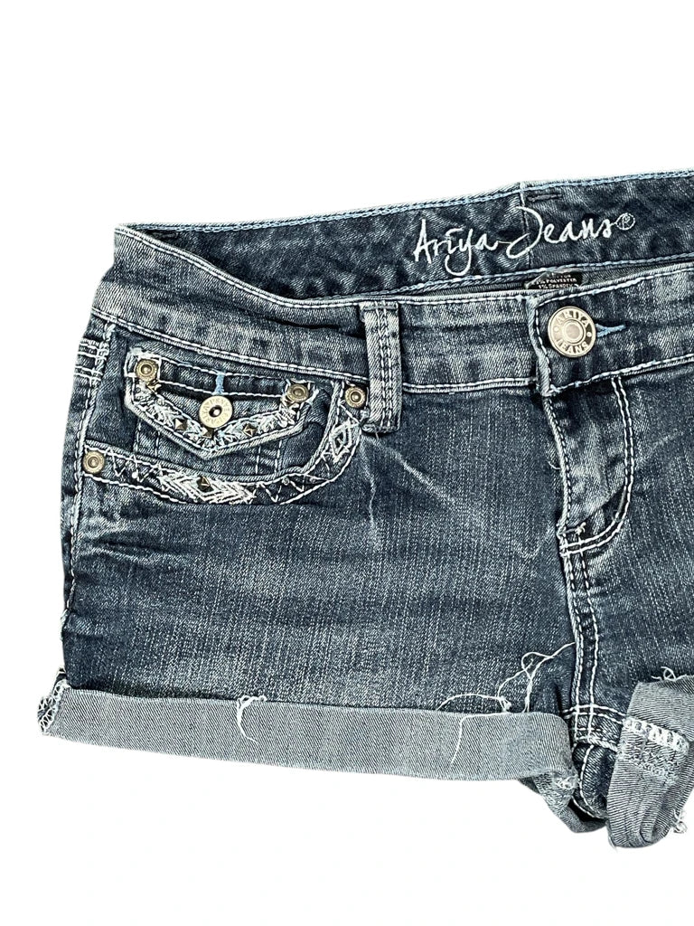 detail view, Aryia Jeans Washed Blue Vintage Denim Hotpants, vintage Y2K second hand piece, image 4