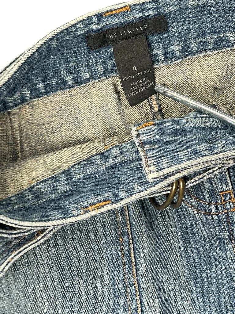 detail view, The Limited Light Blue Belted Vintage Denim Skirt, vintage Y2K second hand piece