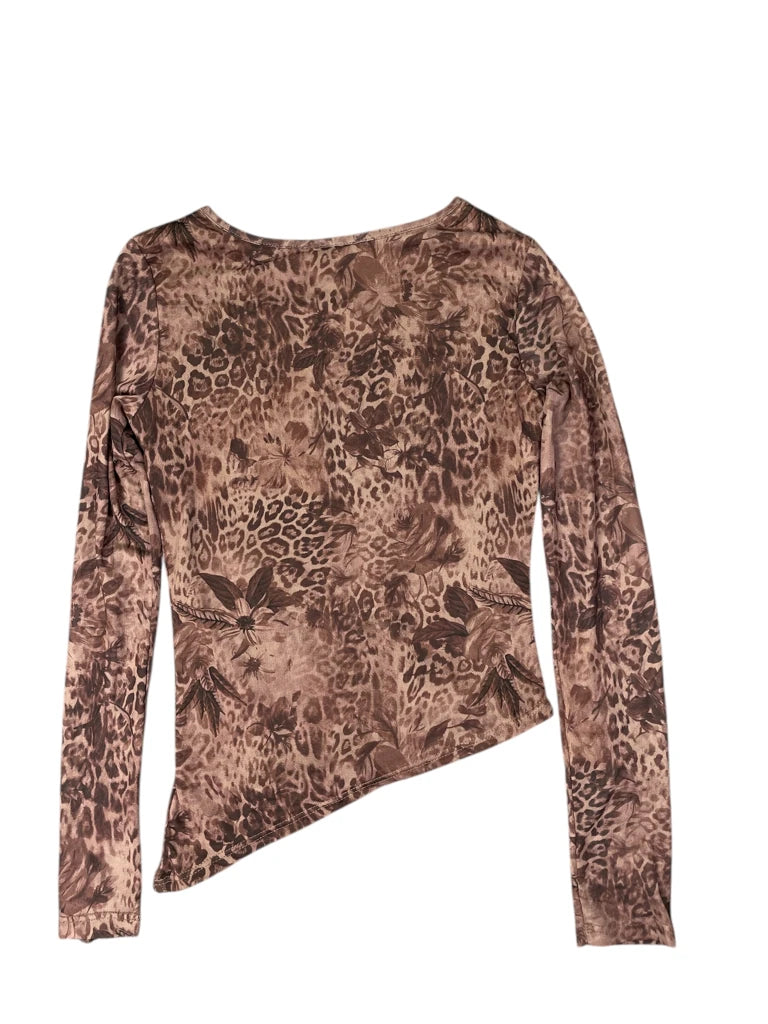 detail view, Rebellious Dreamer Boho Brown Floral Top, vintage Y2K second hand piece, image 4