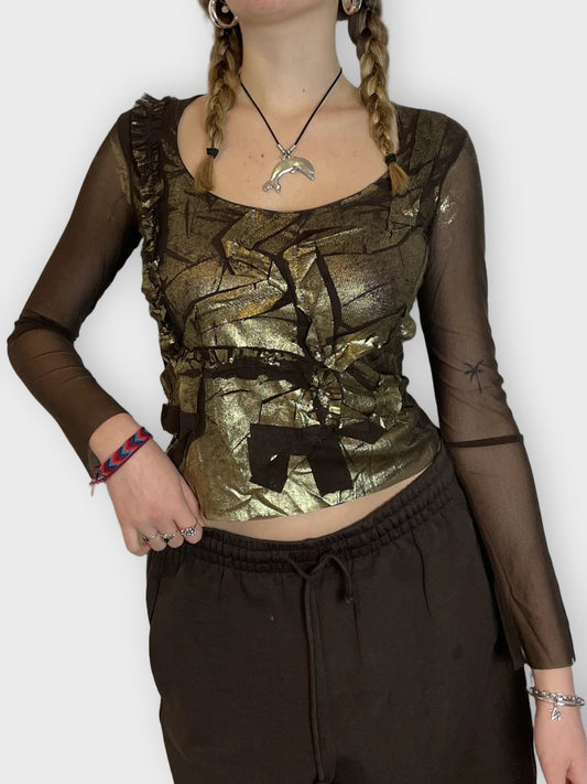 front view, Zapping Long Sleeve Shirt, vintage Y2K second hand piece