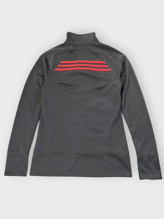 back view, Adidas Grey Full-Zip Performance Jacket, vintage Y2K second hand piece