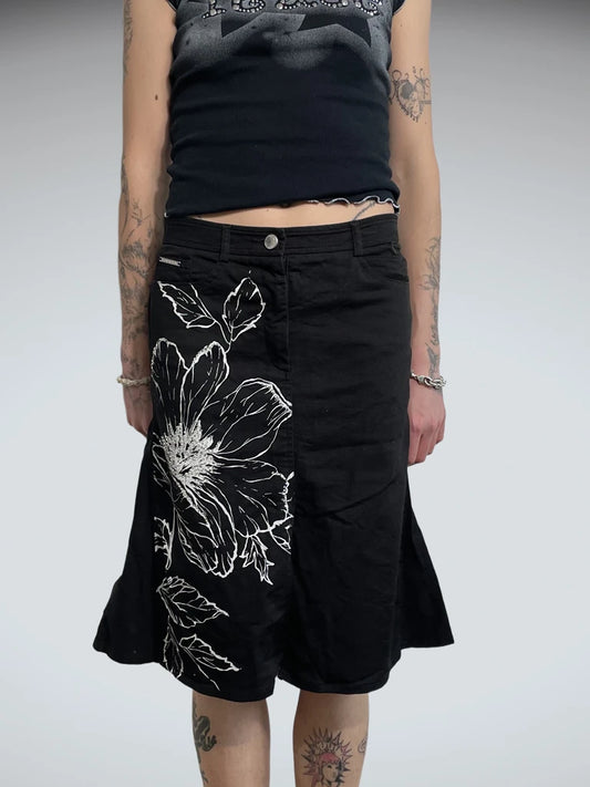 front view, Valentino Jeans valentino flower skirt, vintage Y2K second hand piece