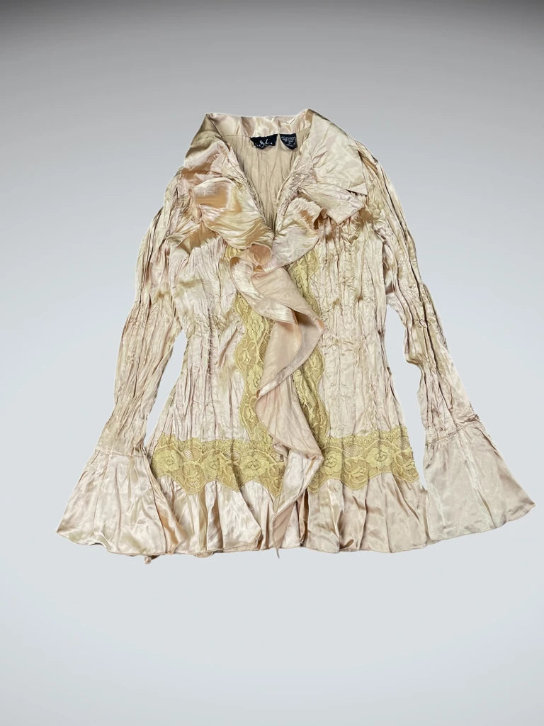 front view, MDS California golden long sleeve blouse, vintage Y2K second hand piece