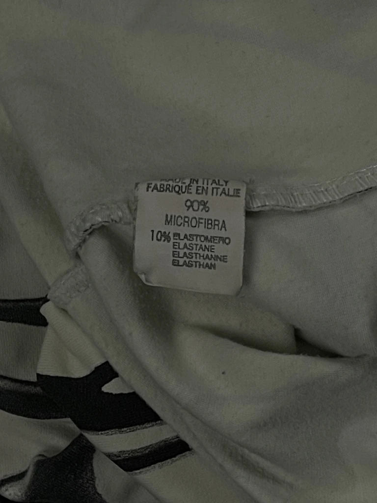 detail view, White marble print long sleeve top, vintage Y2K second hand piece