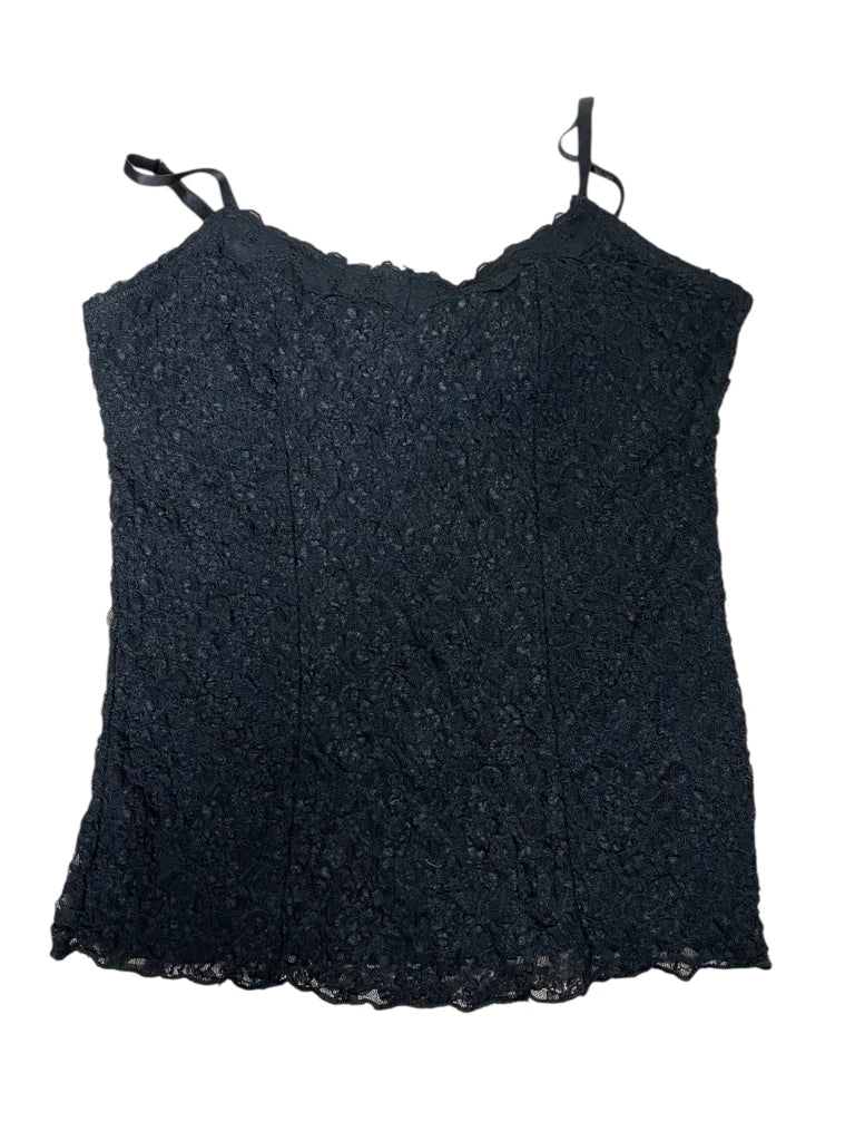 detail view, White Black midnight lace – classic cami, vintage Y2K second hand piece